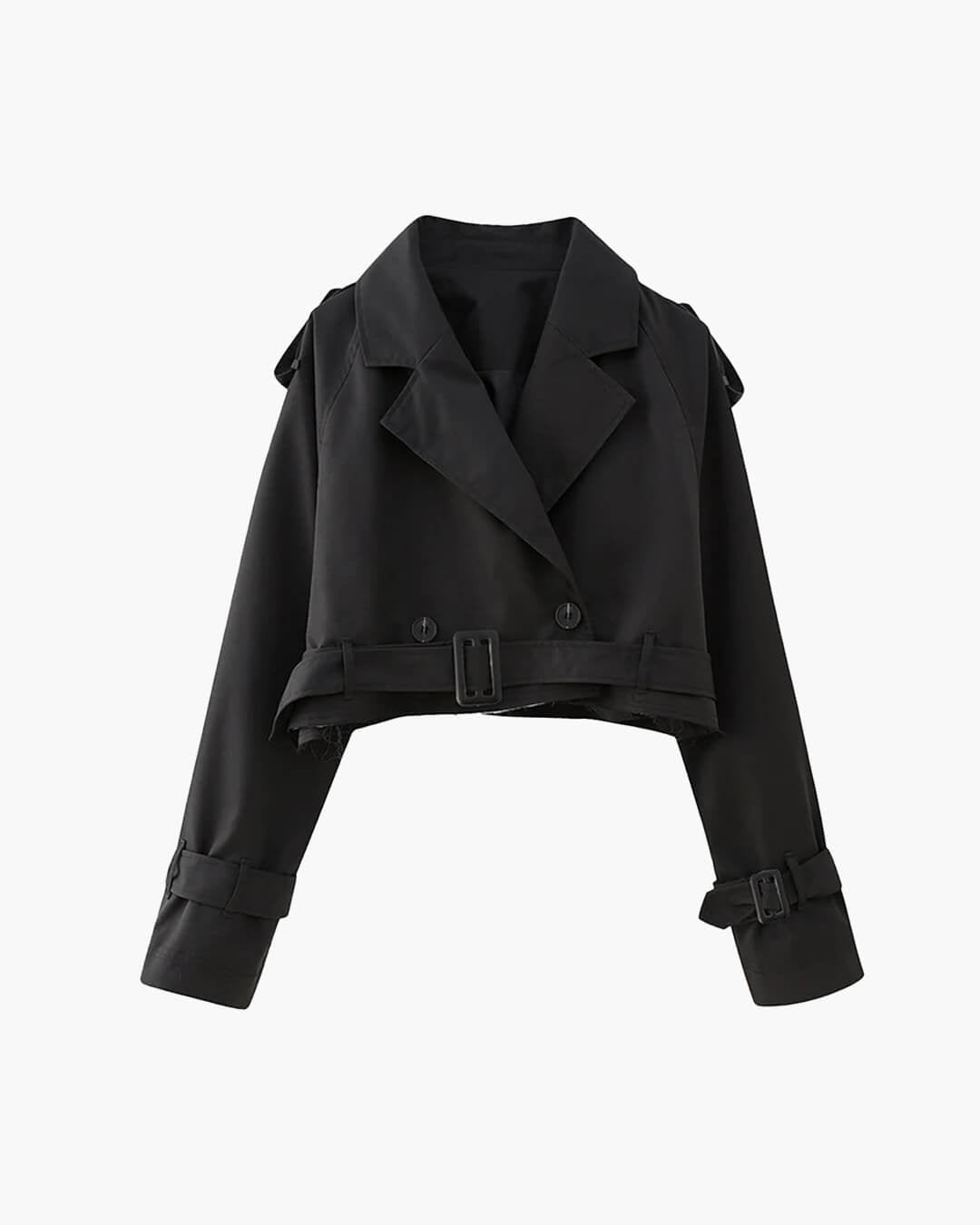 SOKYND Althea Cropped Trench Coat with Belt Coats & Jackets1005009920991316-;Eh1774570740403854032BlackXS
