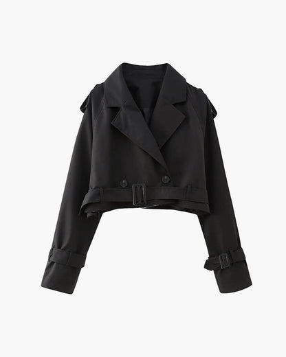 SOKYND Althea Cropped Trench Coat with Belt Coats & Jackets1005009920991316-;Eh1774570740403854032BlackXS