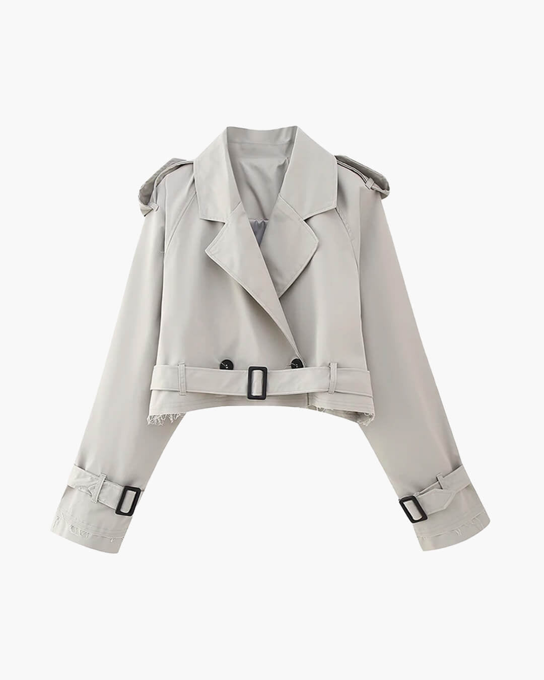 SOKYND Althea Cropped Trench Coat with Belt Coats & Jackets1005009920991316-;VU1774570740405104427GrayXS