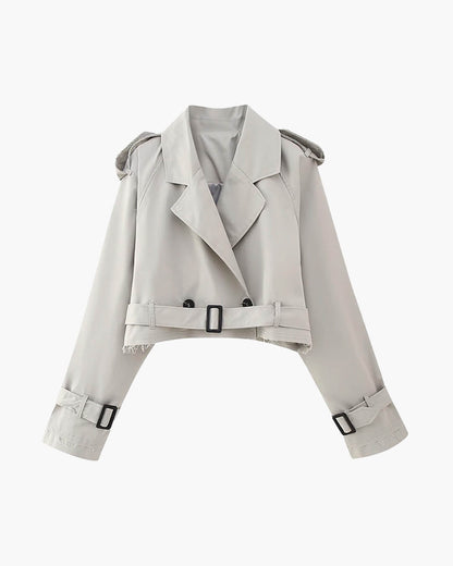 SOKYND Althea Cropped Trench Coat with Belt Coats & Jackets1005009920991316-;VU1774570740405104427GrayXS