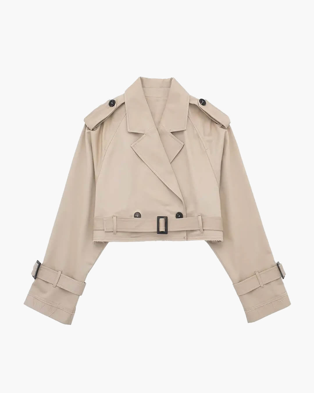 SOKYND Althea Cropped Trench Coat with Belt Coats & Jackets1005009920991316-;JT1774570740403994637KhakiL