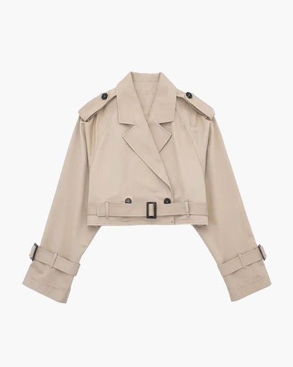 SOKYND Althea Cropped Trench Coat with Belt Coats & Jackets1005009920991316-;JT1774570740403994637KhakiL