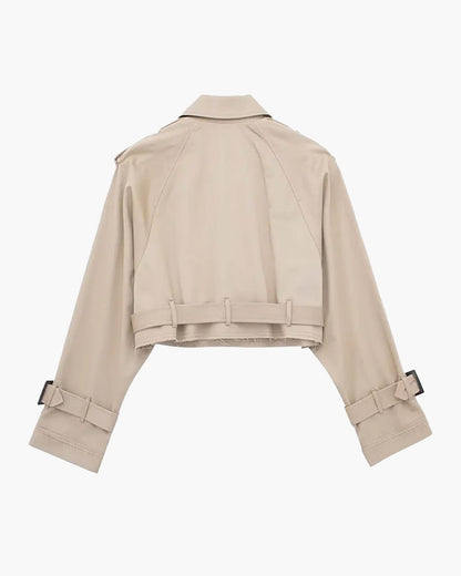 SOKYND Althea Cropped Trench Coat with Belt Coats & Jackets1005009920991316-;JT1774570740403994637KhakiL