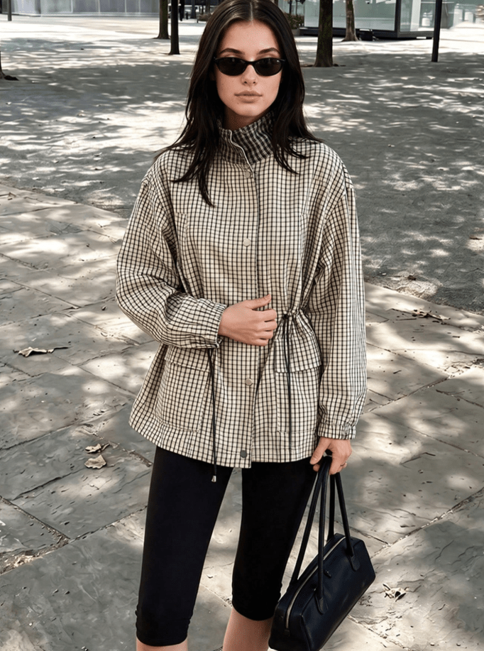 SOKYND Amelia High-Neck Plaid Jacket JacketSOKYND-703959-L-OS-61623L