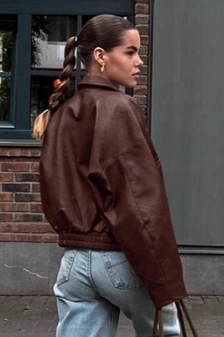 SOKYND Amy Vintage Faux Leather Jacket JacketSOKYND-699543-BRO-S-96919BrownS
