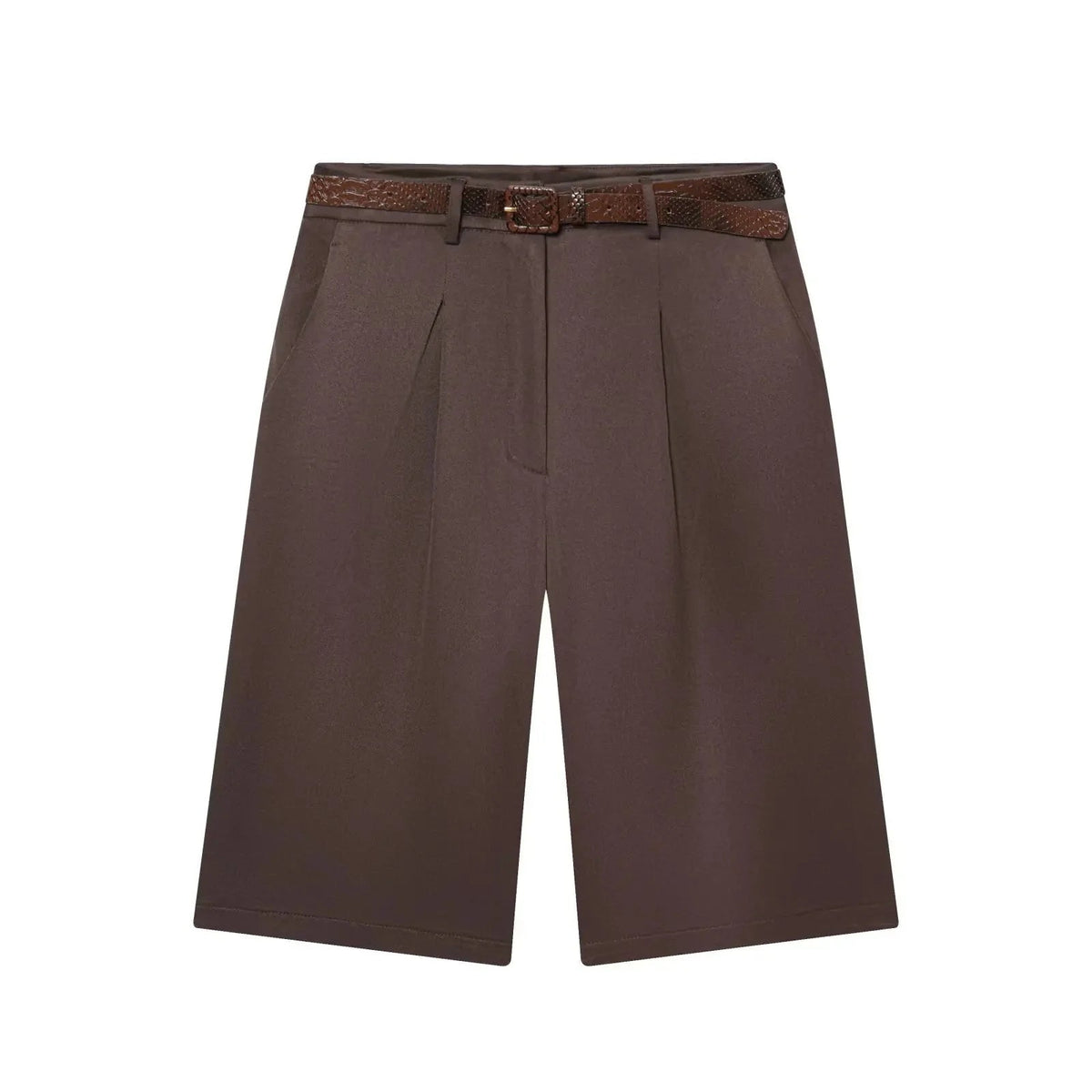 SOKYND Anaïs High Waist Belted Bermuda Shorts BottomsBrownXS