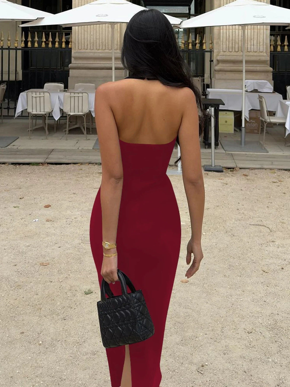 SOKYND Angela Halter Neck Bodycon Maxi Dress DressSOKYND-867991-RED-S-75287RedS