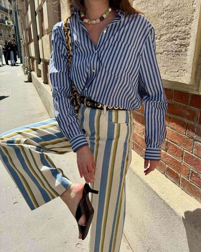 SOKYND Anna Striped Low-Rise Trousers PantsSOKYND-988375-BLU-S-74743BlueS