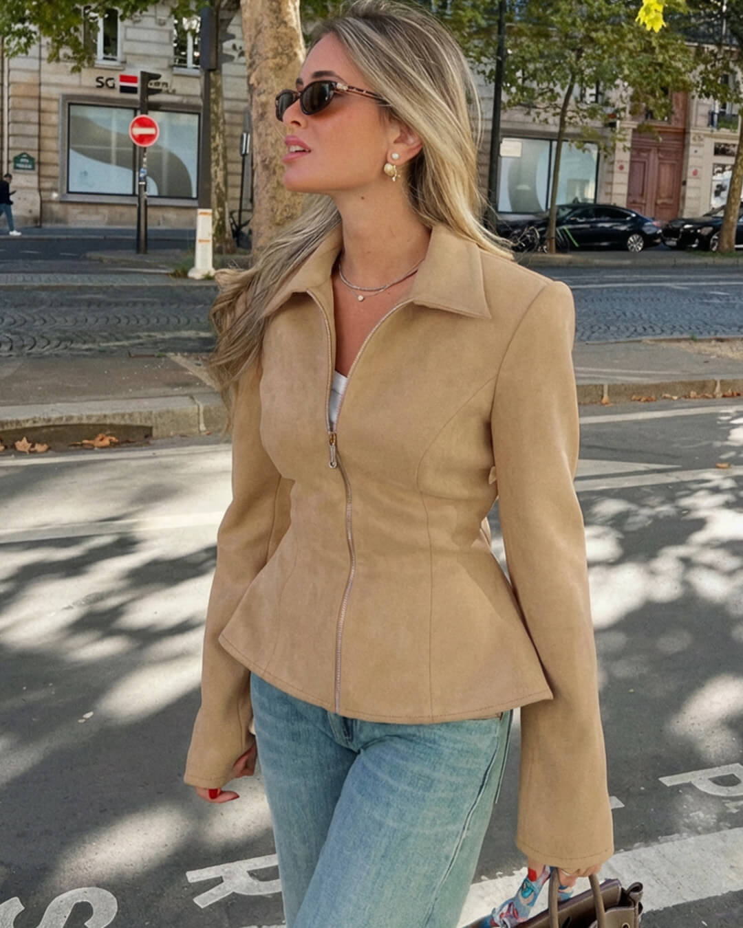 SOKYND Belle Faux Suede Jacket Coats & JacketstJ1772777205901840053BeigeL