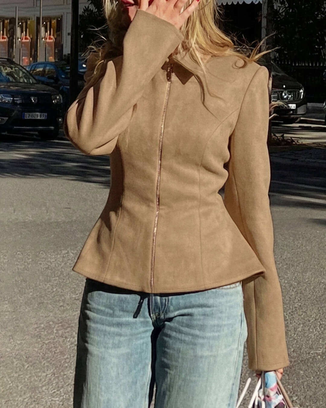 SOKYND Belle Faux Suede Jacket Coats & JacketsbZ1772777205901758748BeigeM