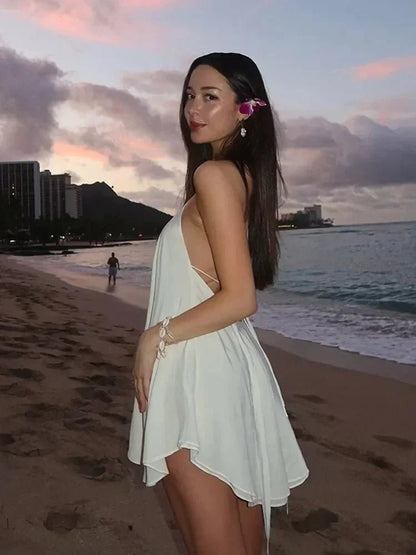 SOKYND Bernadette Off - Shoulder Hollow Out Summer Dress DressWhiteS