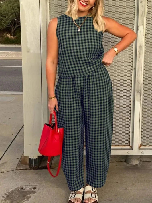 SOKYND Camille Plaid Sleeveless Vest Set Matching SetsSOKYND-709207-BLU-S-62167BlueS
