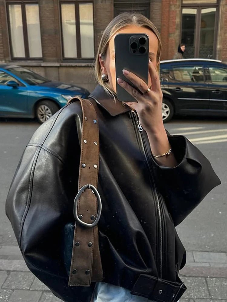 SOKYND Carlotta Vegan Leather Jacket Coats & Jacketsat1767625273842264667BlackS