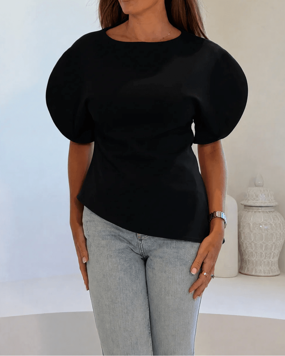SOKYND Carmen Tricot Balloon Sleeve Top TopSOKYND-611351-BLA-S-57527BlackS