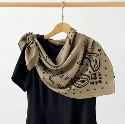 SOKYND Celeste Paisley Knitted Bandana Scarf AccessoriesBeigeOne Size