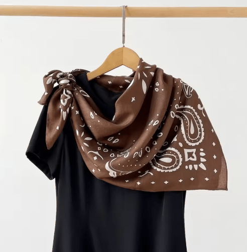 SOKYND Celeste Paisley Knitted Bandana Scarf AccessoriesBrownOne Size