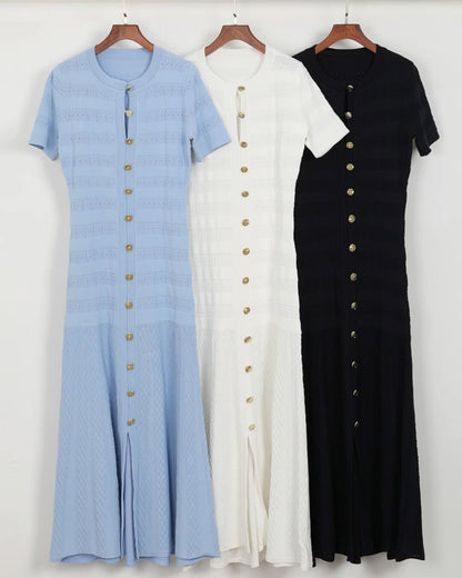 SOKYND Celeste Ribbed Knit Midi Dress DressGreenXS
