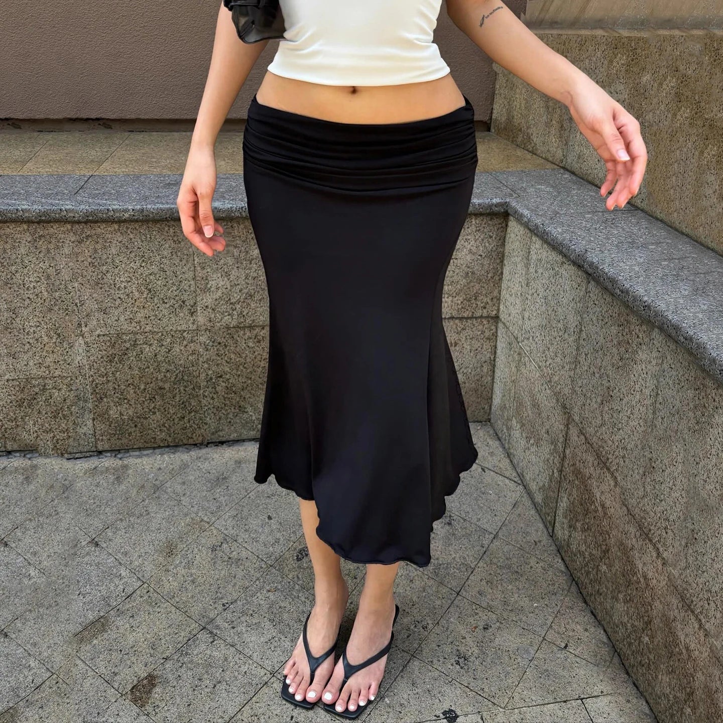 SOKYND Claressa Low-Waisted Pleated Midi Skirt Skirts1005010586053629-;KD1772479402746205892BlackS