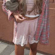 Danica Satin Silk Lace Shorts