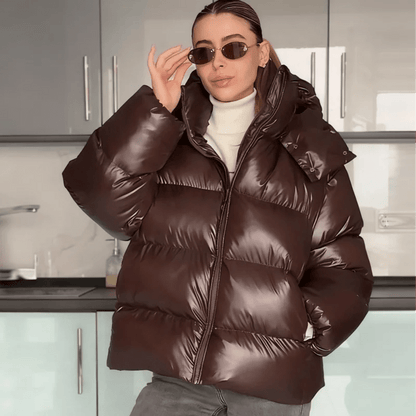 SOKYND Davina Hooded Puffer Jacket Coats & JacketsCl1767356248748387086ChocolateS