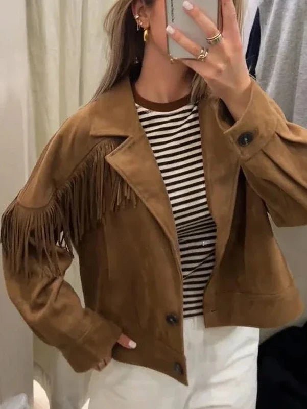 SOKYND Denise Faux Suede Lapel Cropped Jacket JacketSOKYND-611095-L-OS-19831L
