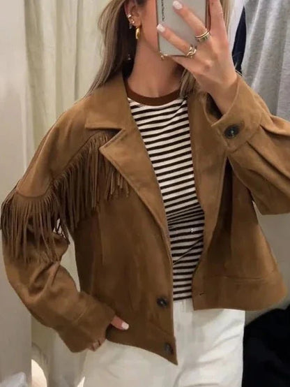 SOKYND Denise Faux Suede Lapel Cropped Jacket JacketSOKYND-611095-L-OS-19831L