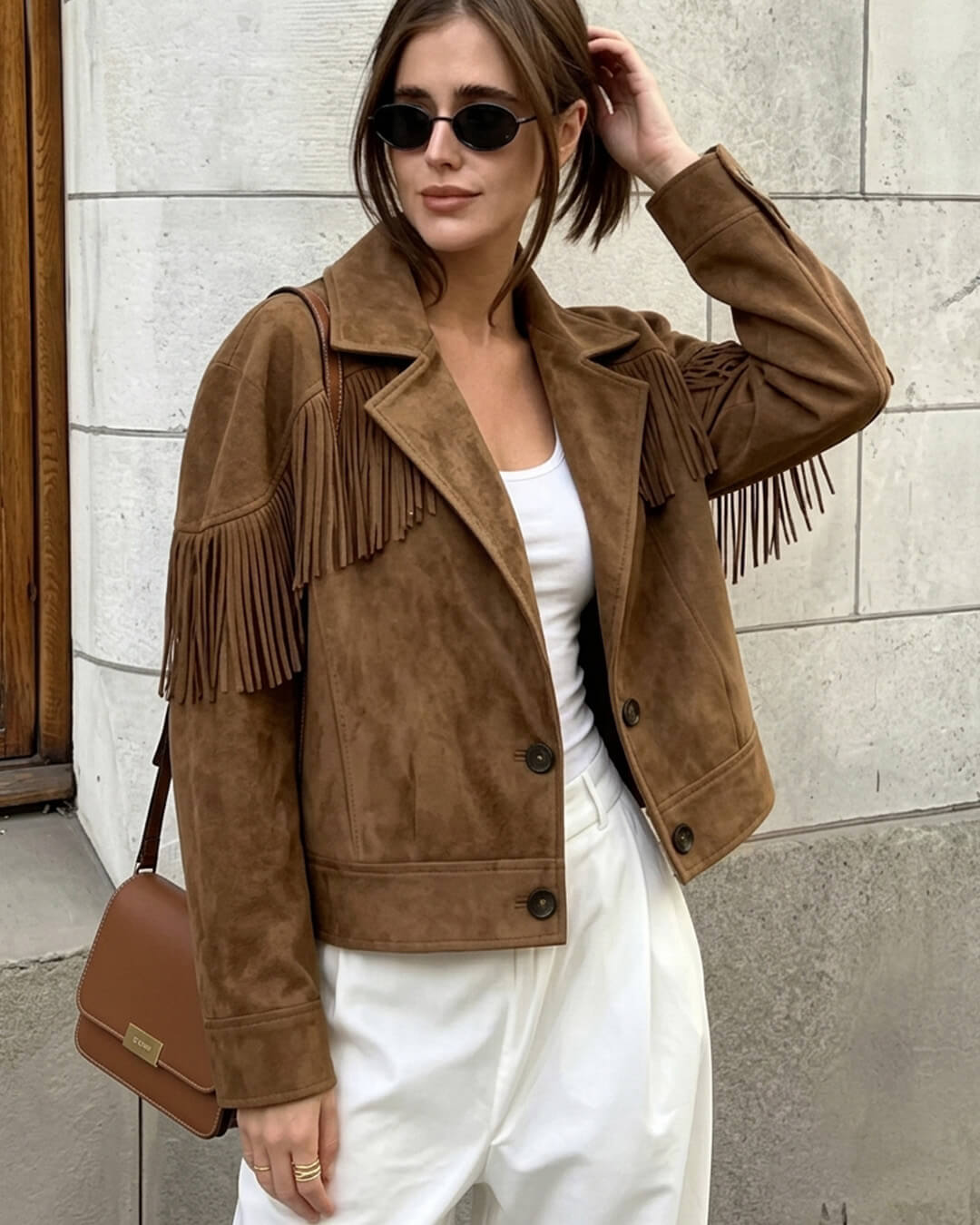 SOKYND Denise Faux Suede Lapel Cropped Jacket JacketSOKYND-611095-M-OS-87063M