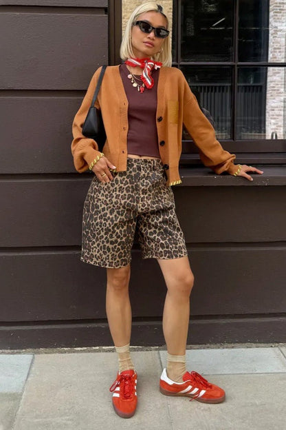 SOKYND Denise Leopard Print Shorts ShortsSOKYND-500311-M-OS-40247M