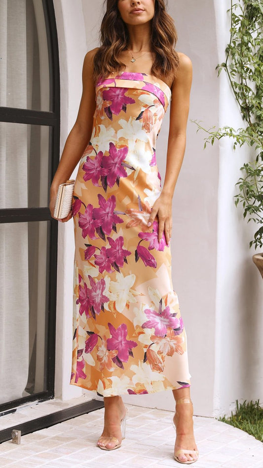SOKYND Elana Floral Strapless Maxi Dress DressSOKYND-538839-PIN-S-32503PinkS