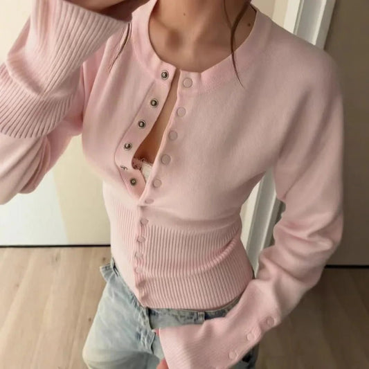 SOKYND Elena Buttoned Slim Cardigan CardiganSOKYND-421975-WHI-S-62743WhiteS