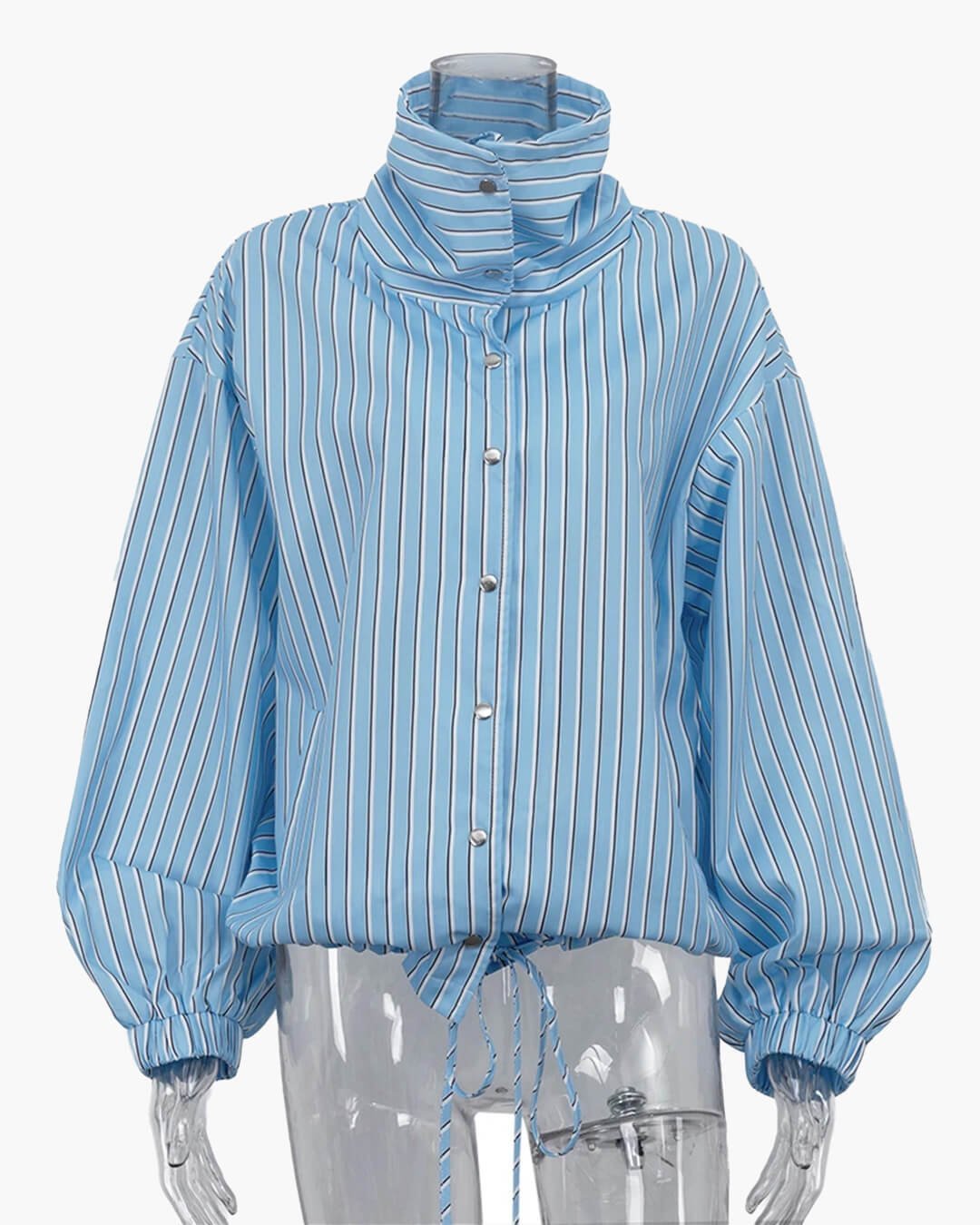 SOKYND Ella Stripe High Neck Shirt BlouseSOKYND-512535-BLU-L-66007BlueL