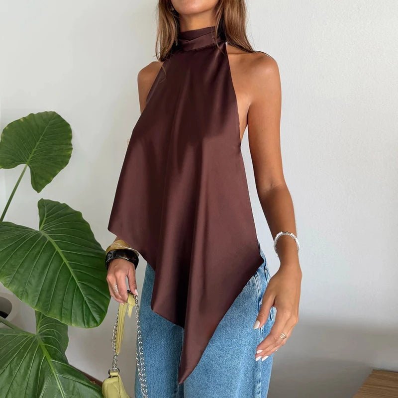 SOKYND Ellen Backless Halter Top TopSOKYND-682903-BRO-S-31927BrownS