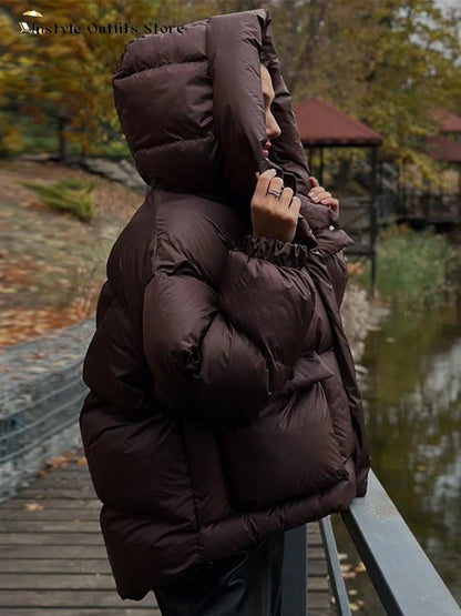 SOKYND Emilia Hooded Puffer Jacket JacketSOKYND-956119-BRO-L-62935BrownL