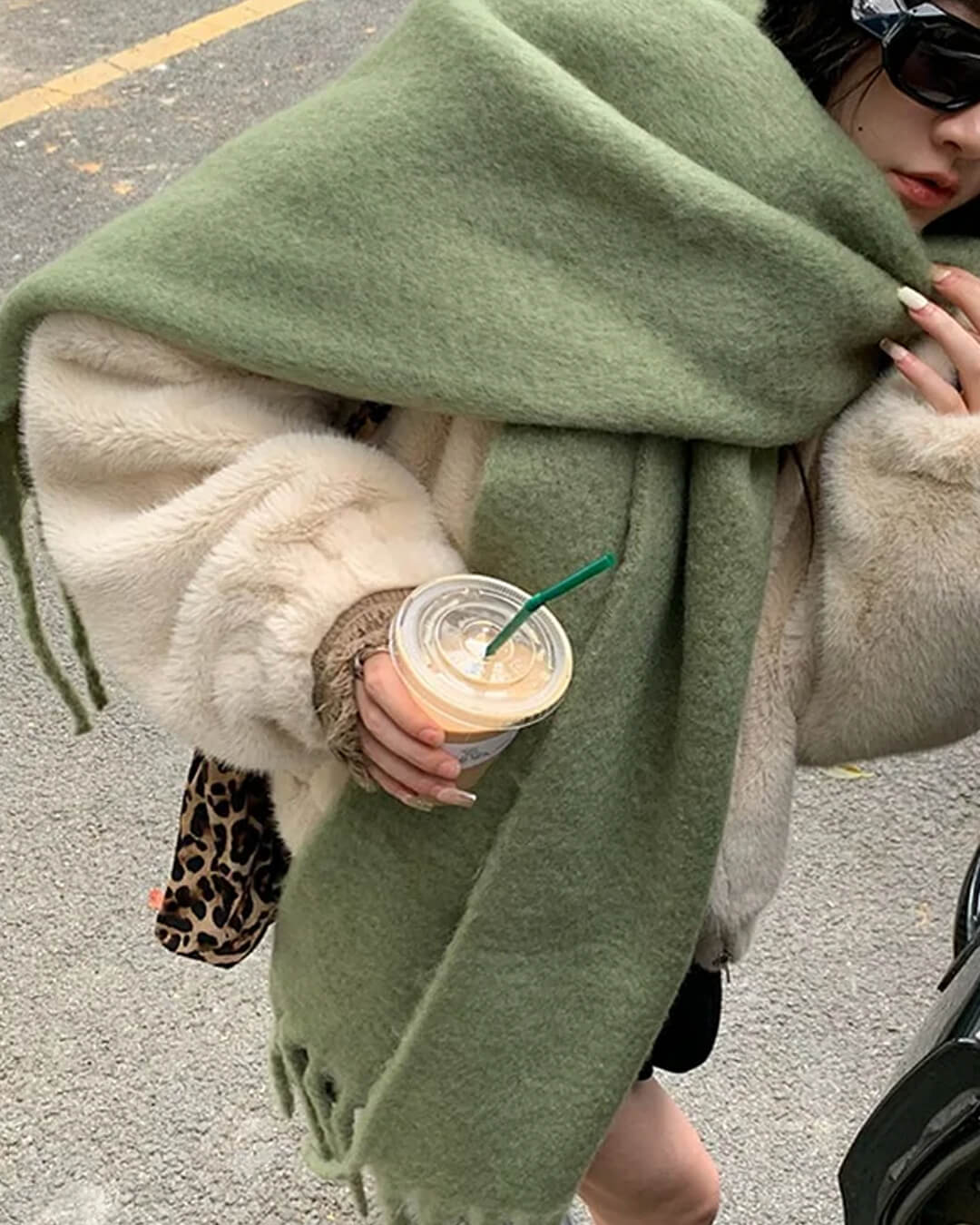 SOKYND Emilia Tasseled Winter Scarf AccessoriesSOKYND-388311-OLI-OS-37239Olive Green