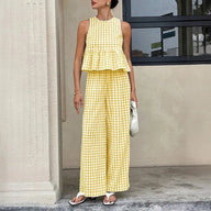 Enya Plaid Ruffle Two-Piece Set