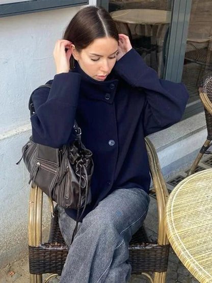 SOKYND Ezra elegant Jacket with Stand Collar Coats & JacketsBZ1767356248733980490Navy BlueL