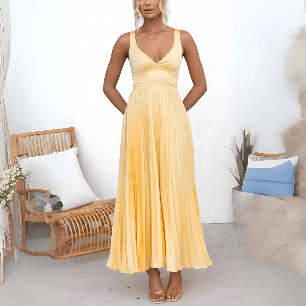 SOKYND Fenella Flowing Pleated Maxi Dress DressM