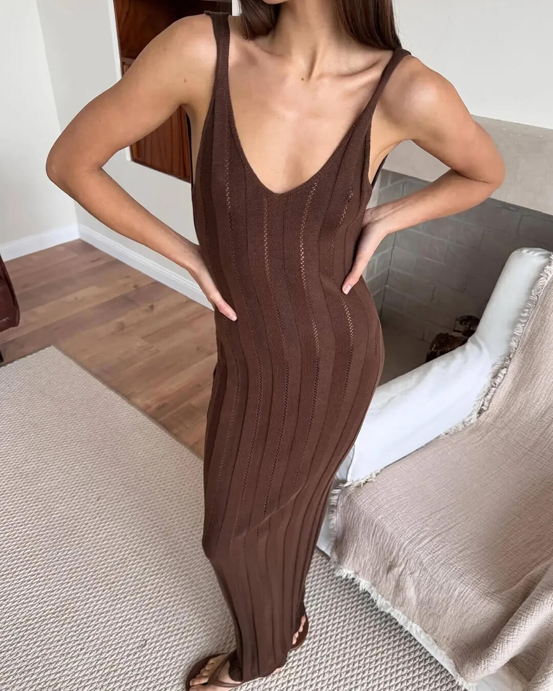 SOKYND Freya Backless Maxi Dress DressesmV1774219786684213253BrownM