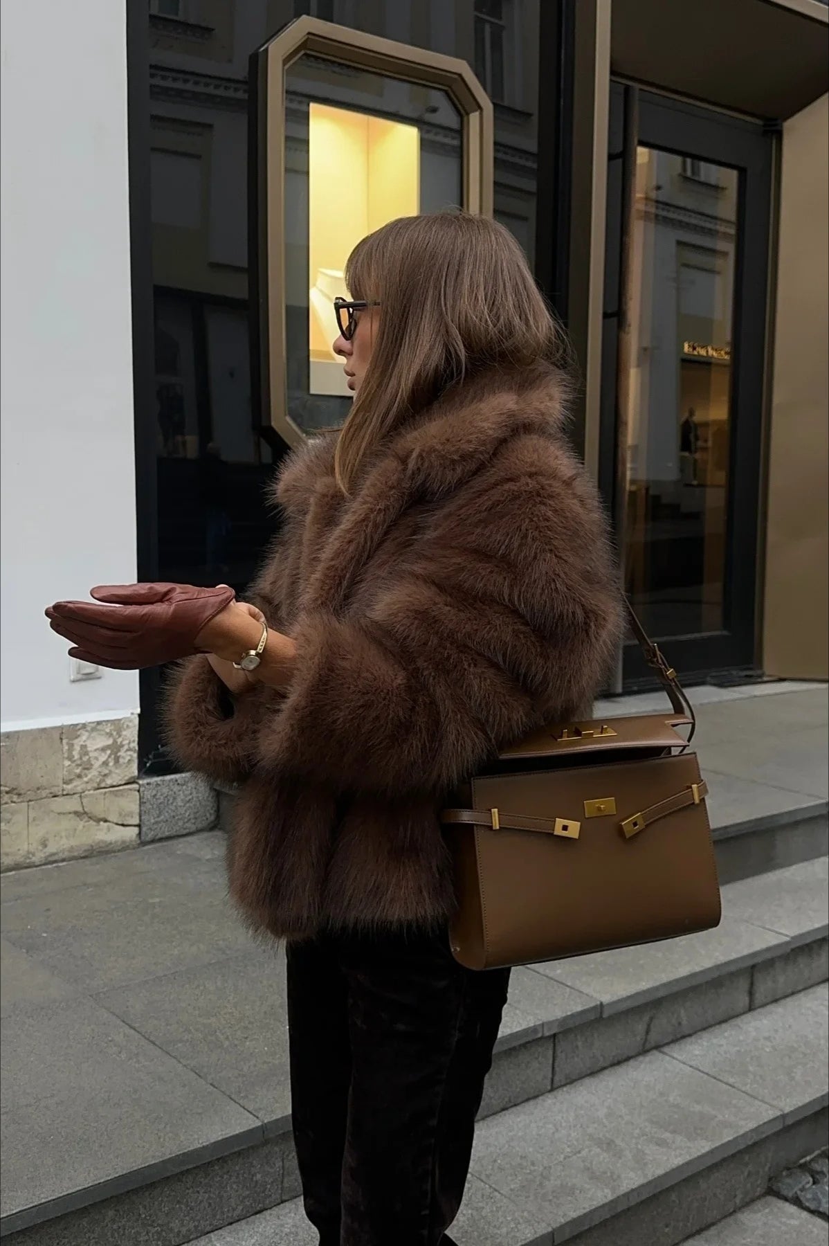 SOKYND Gillian Faux Fur Short Coat Coats & JacketsxI1767625273834129470SBrown