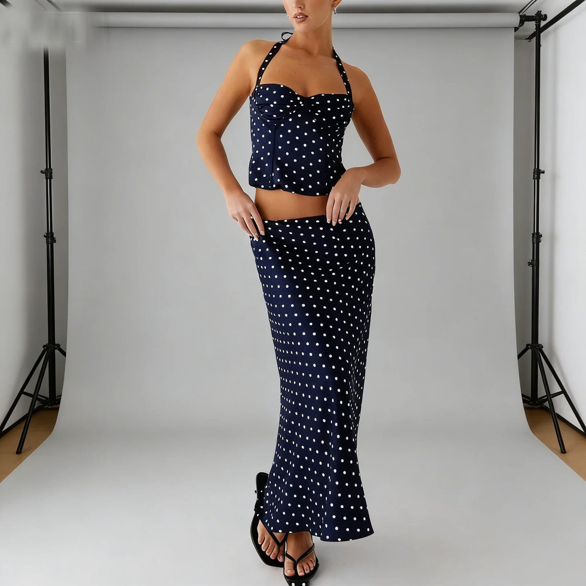 SOKYND Hana Polka Dot Two-Piece Maxi Set DressesSOKYND-166423-BLU-S-60439BlueS