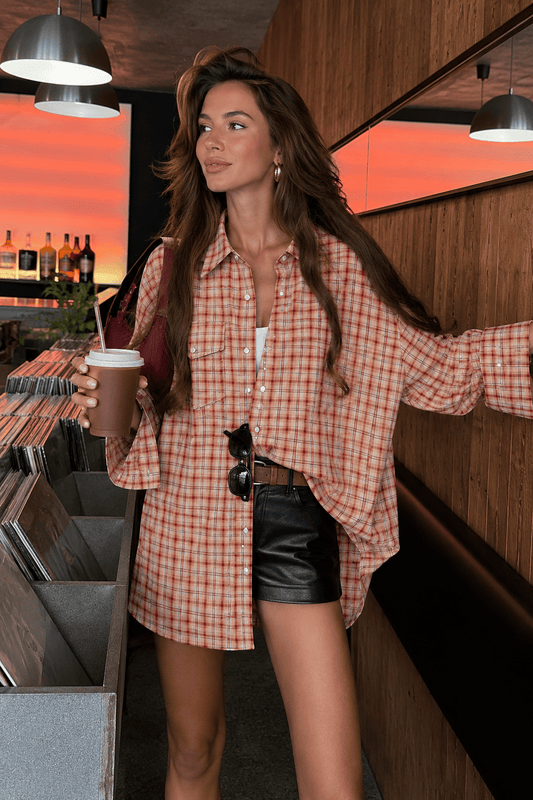SOKYND Helen Oversized Plaid Shirt Blouse BlouseSOKYND-892823-ORA-S-22071OrangeS