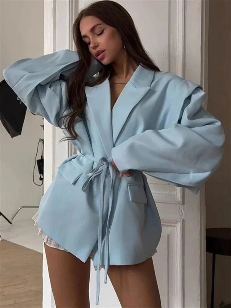 SOKYND Jacinta Wide Sleeve Belted Blazer Coats & JacketsSOKYND-212247-BLU-S-74039BlueS