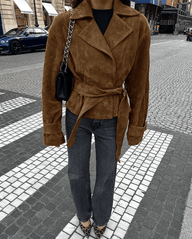 Joanna Faux Suede Belted Wrap Jacket