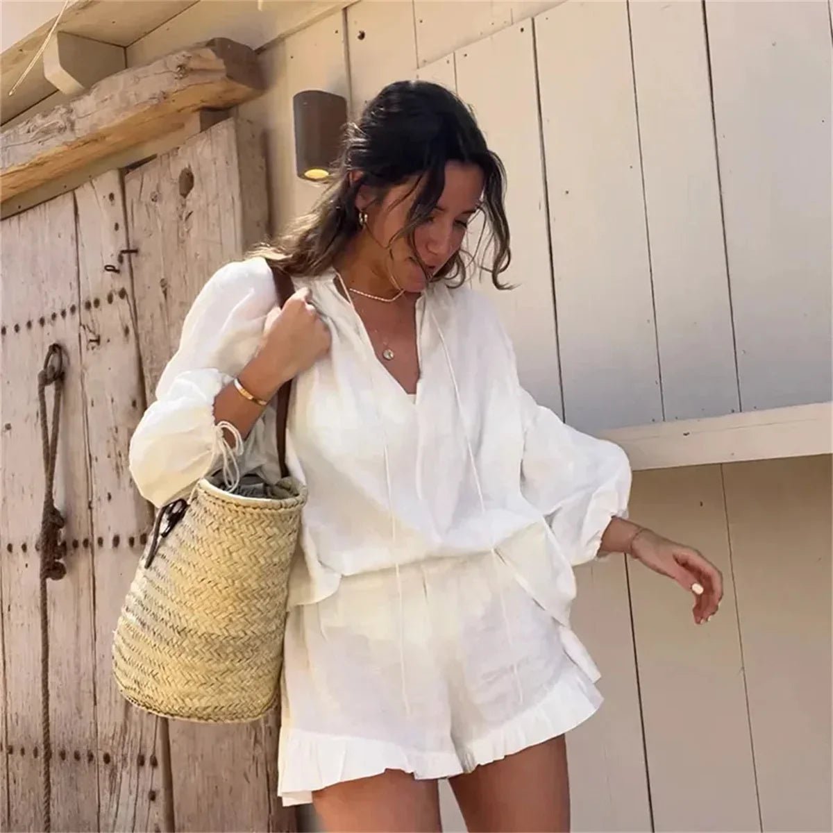 SOKYND Joanna Ruffle Shorts Set Matching SetsSOKYND-285079-L-OS-69079L