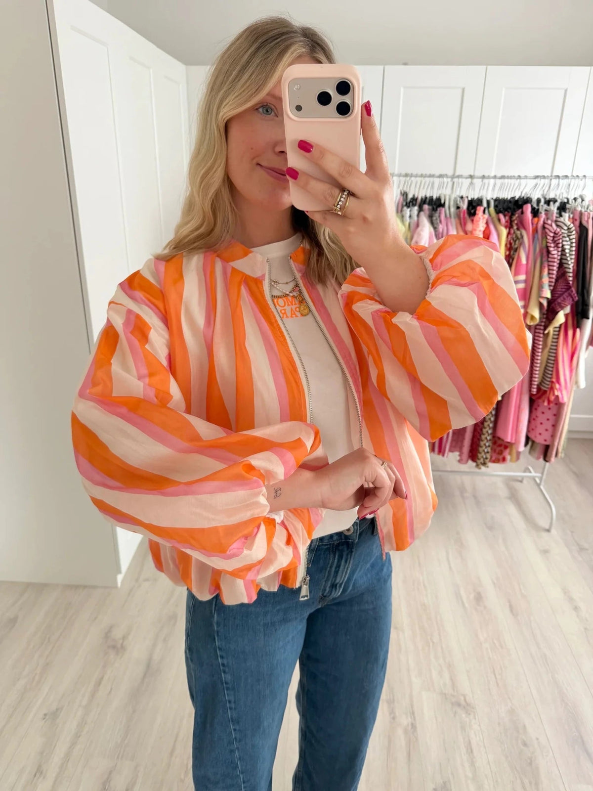 SOKYND Julia Striped Bomber Jacket JacketSOKYND-333015-L-OS-80439L