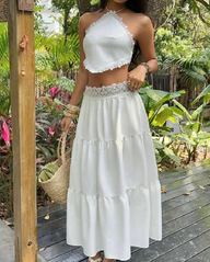 Julie Lace Halterneck Layered Skirt Set