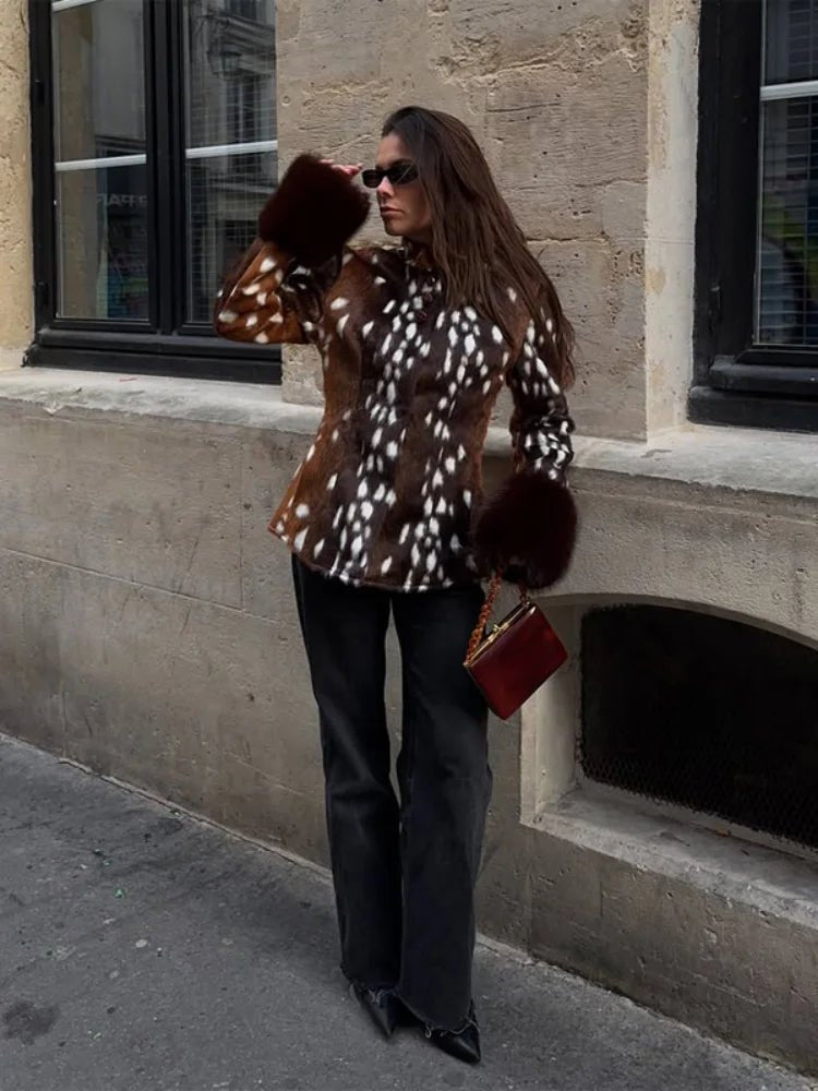SOKYND Kate Stand Collar Faux Fur Bambi Jacket JacketSOKYND-915671-M-OS-02071M