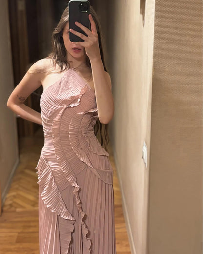 SOKYND Kris Halter Strap Ruffled Tule Dress DresseszY1772777205896116975PinkXS