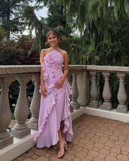 SOKYND Kris Halter Strap Ruffled Tule Dress Dressesvj1772777205897383279PurpleL