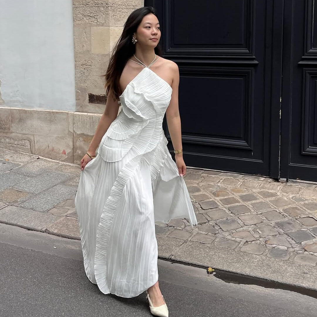 SOKYND Kris Halter Strap Ruffled Tule Dress Dressesxh1772777205896637313WhiteXS